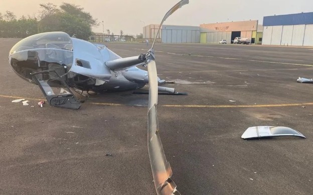 Helicóptero cai durante tentativa de pouso em aeroporto de Lençóis Paulista