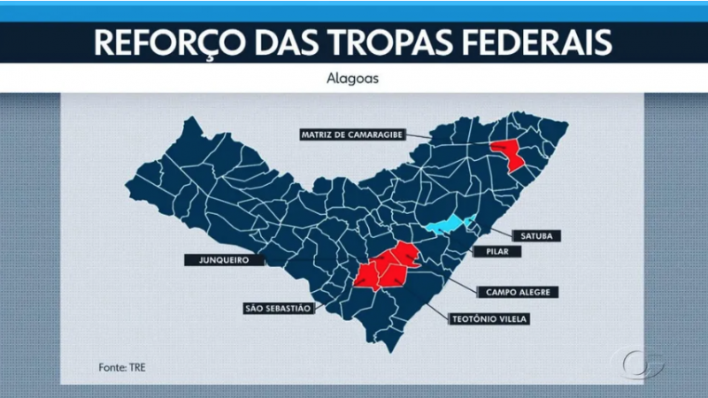 TSE rejeita pedido de tropas federais para cinco municípios de Alagoas nas eleições