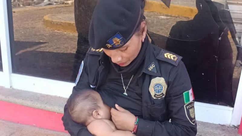 Policial amamentou bebê que não comia há dias após furacão em Otis, Acapulco