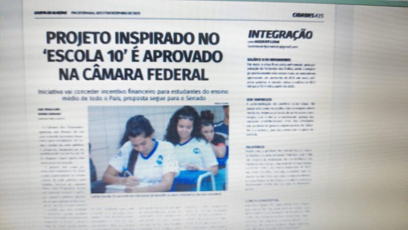 Projeto inspirado no ‘Escola 10’ de Alagoas é aprovado na Câmara Federal e pode beneficiar estudantes de baixa renda em todo o Brasil