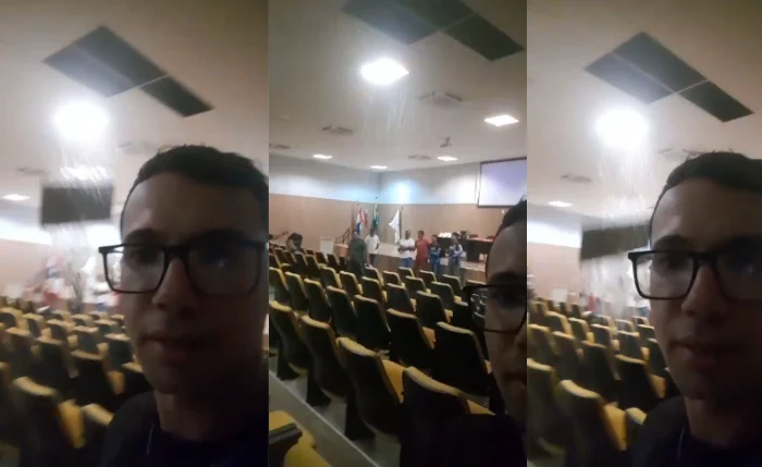 Incidente: Forro de auditório do Detran-AL desaba durante evento devido às chuvas