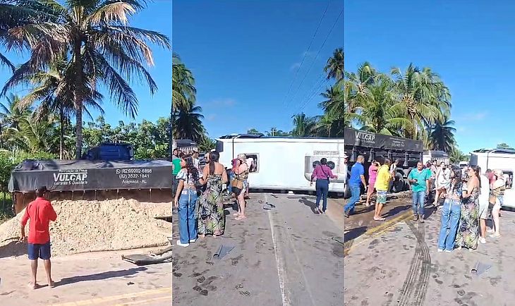 Acidente entre carreta e micro-ônibus de turismo deixa cerca de 30 vítimas em rodovia de AL