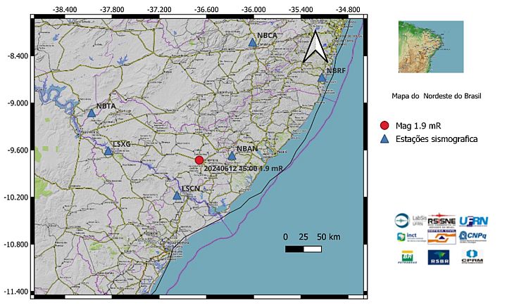 Alagoas é o 2º estado do Nordeste com mais tremores de terra em 2024, aponta LabSis