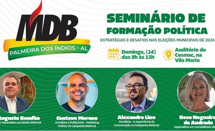 Seminário em Palmeira dos Índios capacitará lideranças para as Eleições Municipais de 2024