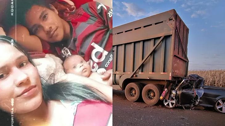 Pai, mãe e bebê morrem após acidente entre carro e caminhão