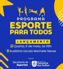 Esporte para Todos deve transformar cenário esportivo em Palmeira dos Índios A Prefeitura de Palmeira dos Índios se